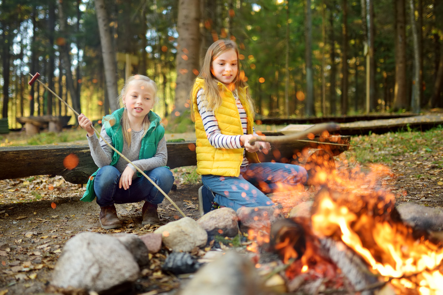 Kids Roasting Hotdogs